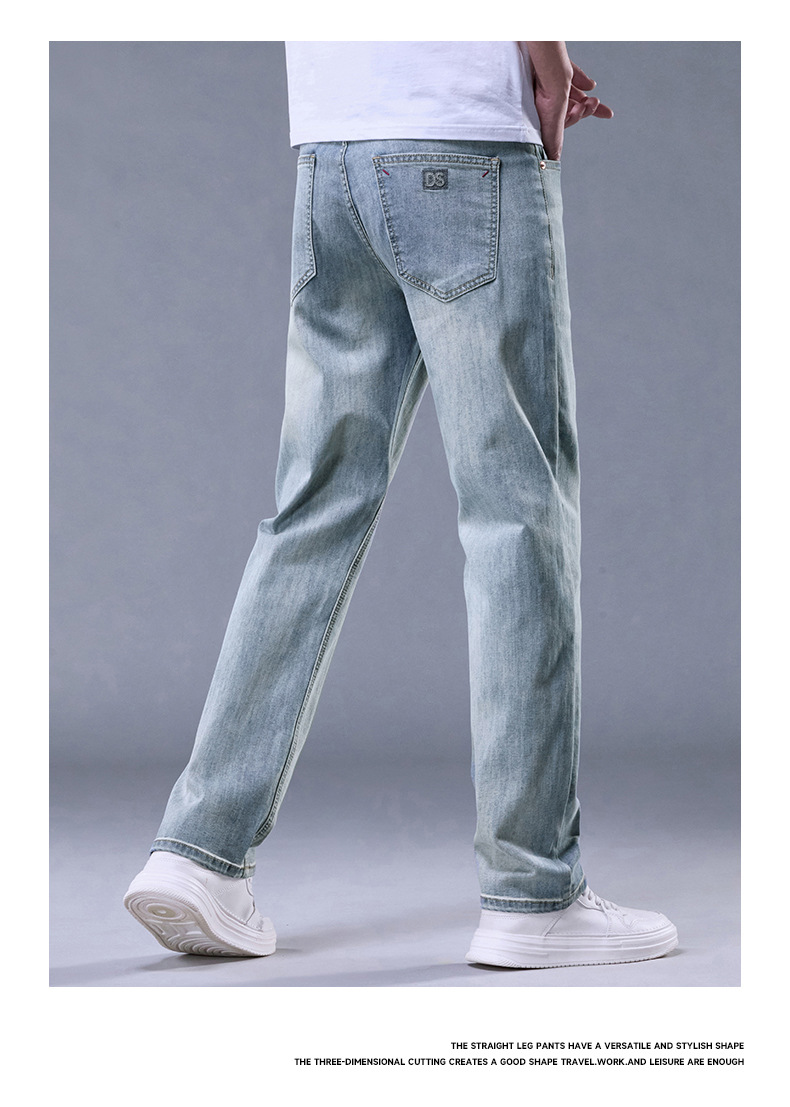 高端宽松直筒牛仔裤男士薄款休闲阔腿2025春夏新款弹力潮牌长裤子详情27