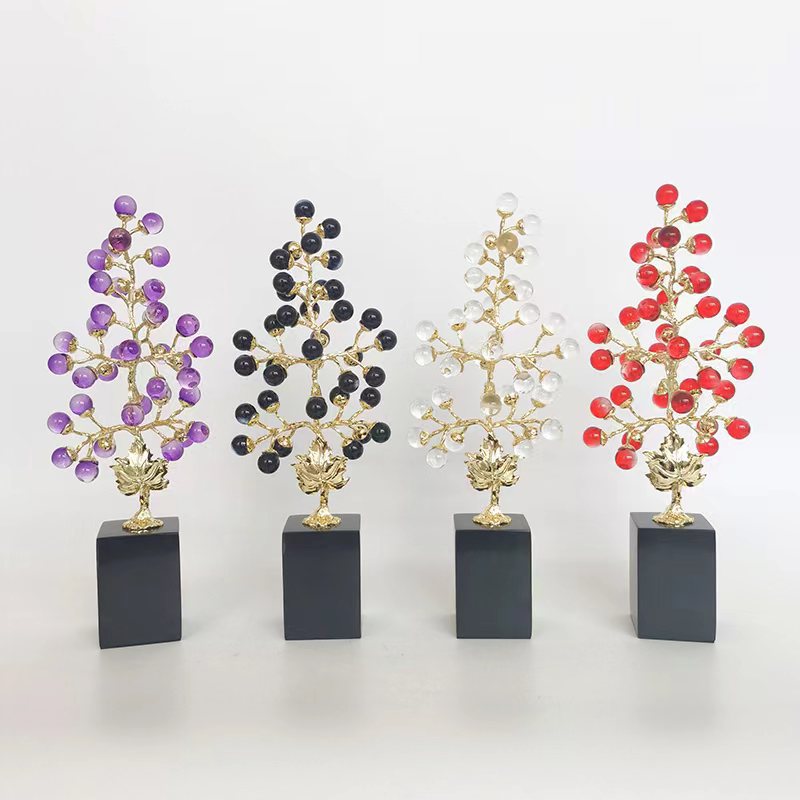 Light luxury high-end money tree ornaments, purple grapes, living room wine cabinets, office and home decorations, housewarming gifts pic 1