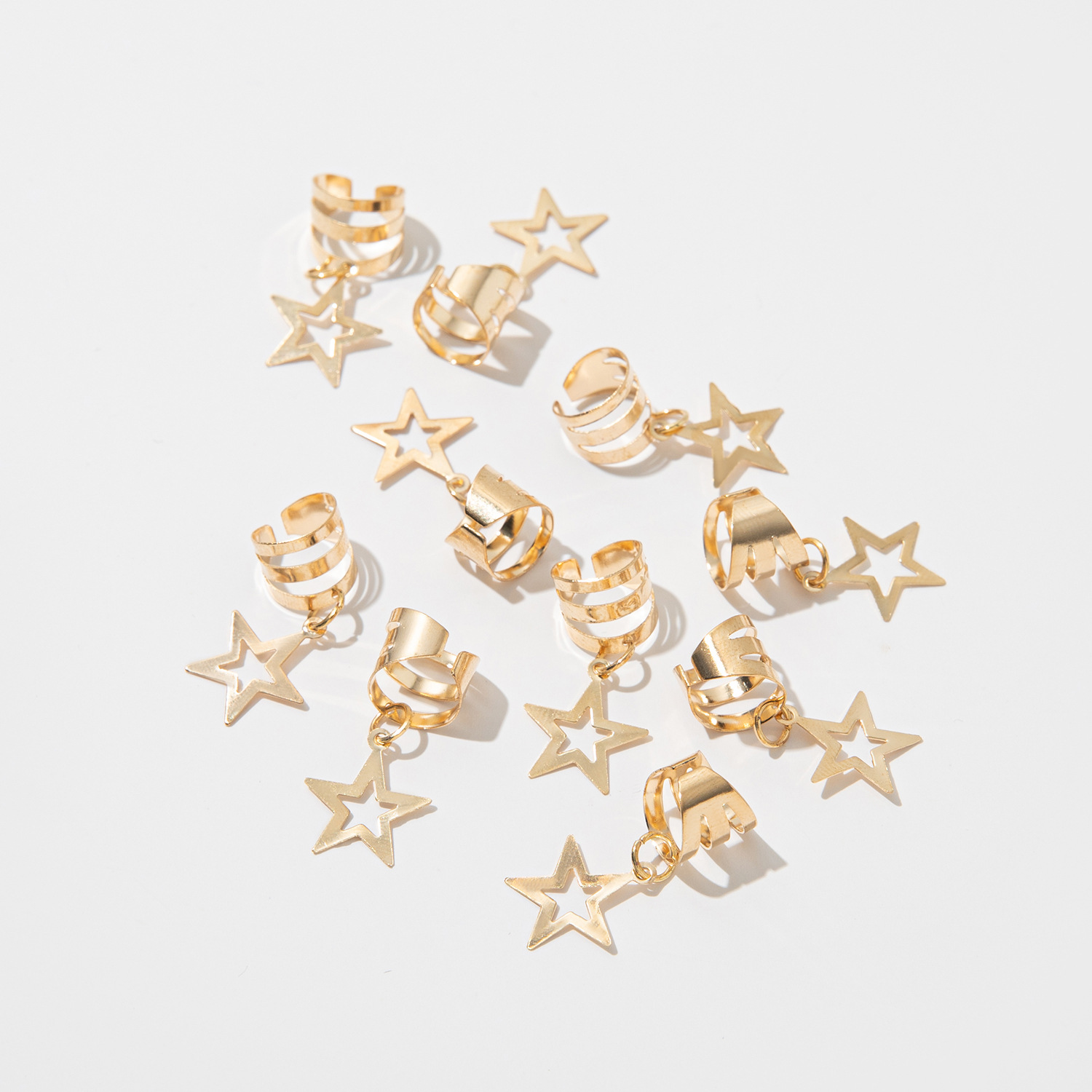 A 10-piece DIY hair accessory buckle set featuring cross-border dreadlocks, open hair bands, hollowed-out five-pointed stars, butterflies and hearts pic 6