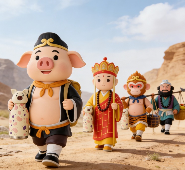 跨境新款TK亚马逊热卖创意可爱小猪卡通公仔国潮儿童女生保温杯详情6