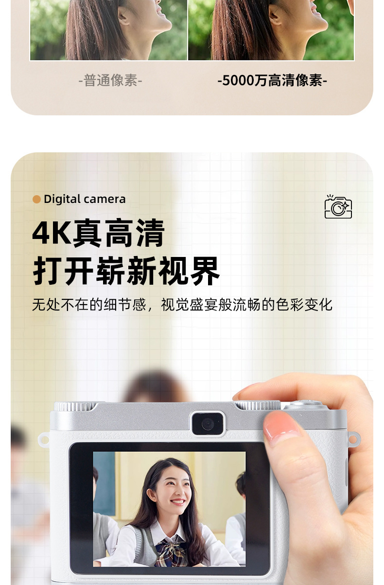9600W像素高清ccd相机复古数码旅游照相机学生拍立得摄影可传手机详情6