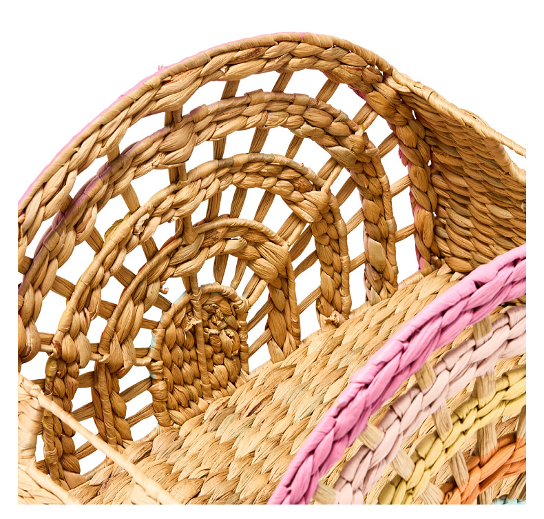 Cross-border willow storage basket, gourd grass woven basket, rainbow-shaped semi-circular storage basket with handle pic 7