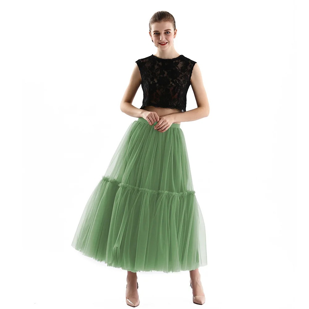 Long high-waisted ladylike dress for women in Spring, summer and autumn 2024, cake dress with pleated midskirt and large hem pic 12