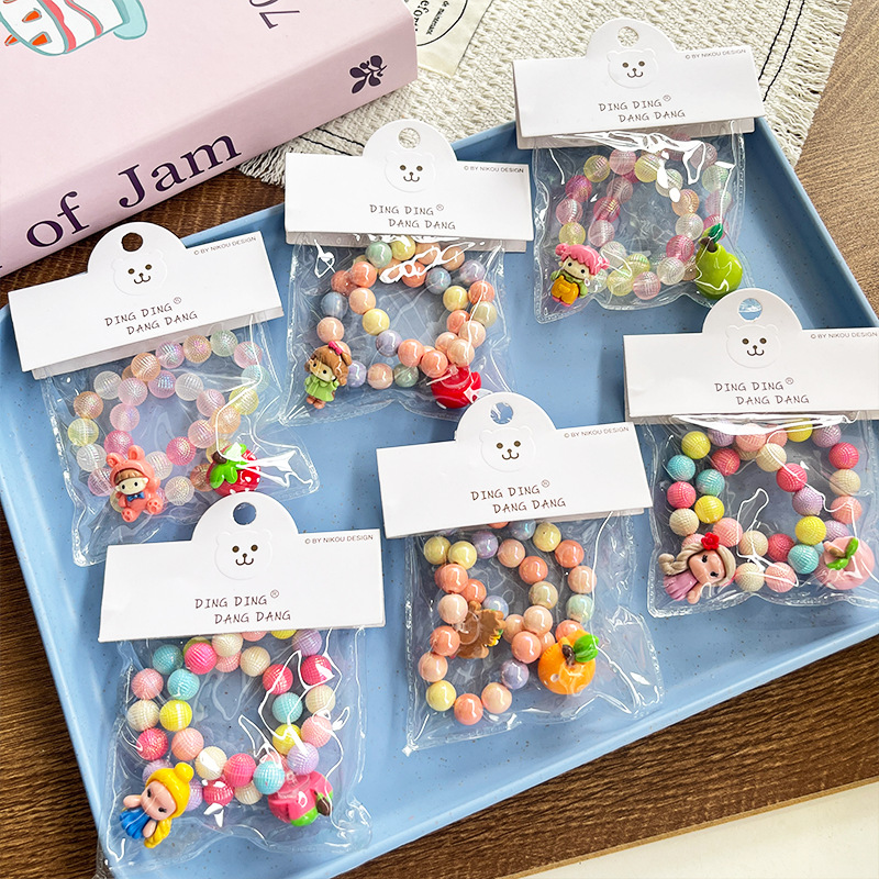 新款糖果色可爱卡通水果树脂透明手链儿童时尚百搭手工穿珠饰品详情4
