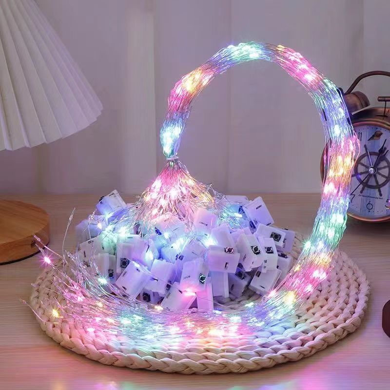Cross-border colored lights, small square boxes, flowers, festival led Christmas bounball stalls, festival room decorative lights pic 2