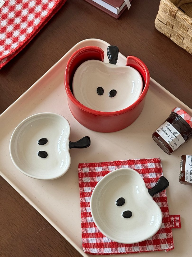 可爱苹果调味碟创意陶瓷卡通火锅蘸料碟高颜值精致厨房醋碟蘸酱碟详情4