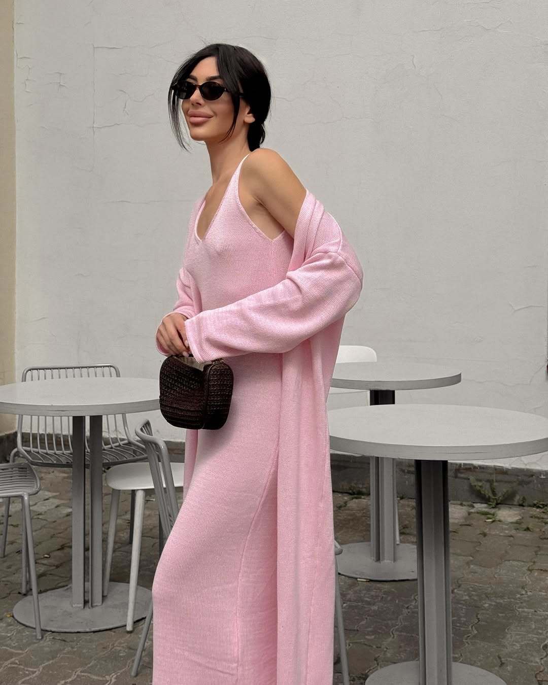 2025 Cross-border Bestseller Pure Cotton Knitted Set: Sexy Deep V halter long Dress + Lazy cardigan: Soft and skin-friendly pic 42