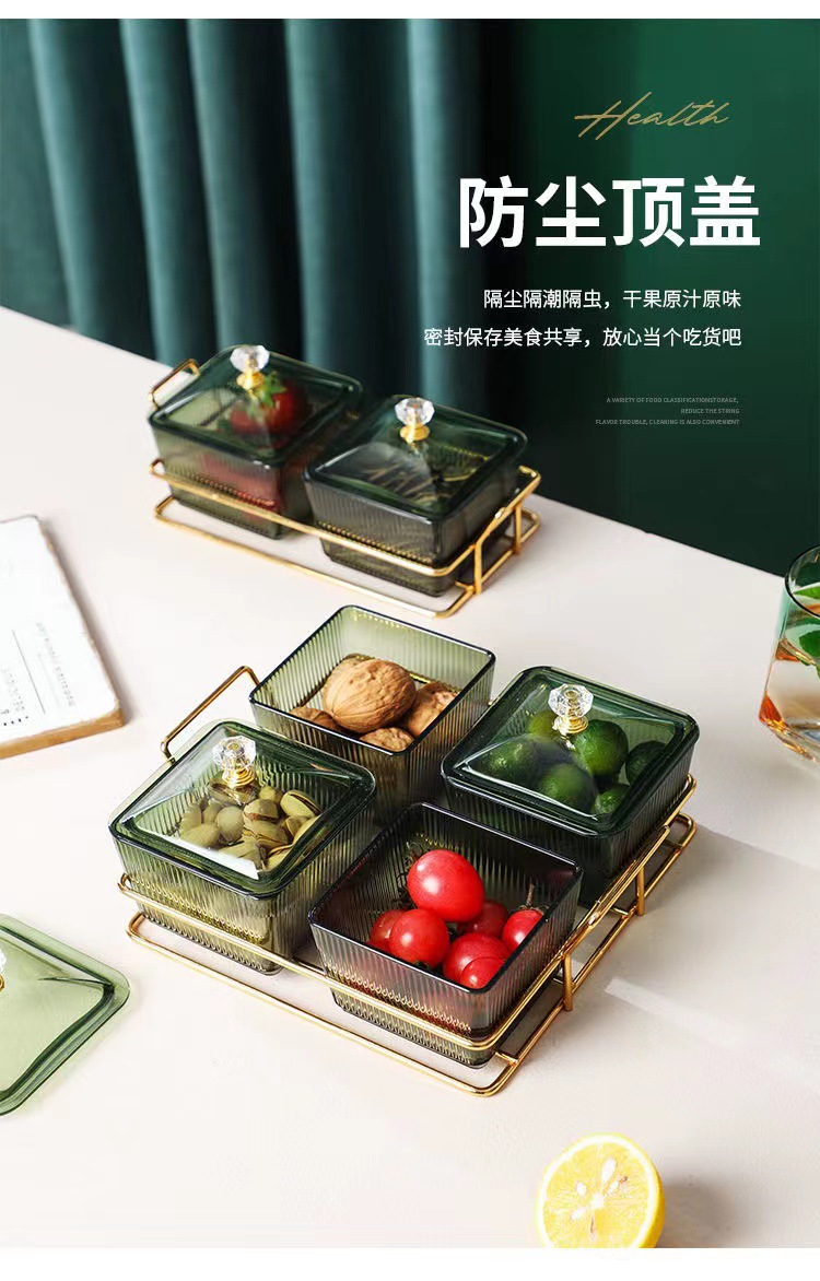 Light luxury snack plates, compartments and platters, home fruit plates, living room, bar, KTV, candy and snack plating, nuts and dried fruits pic 9