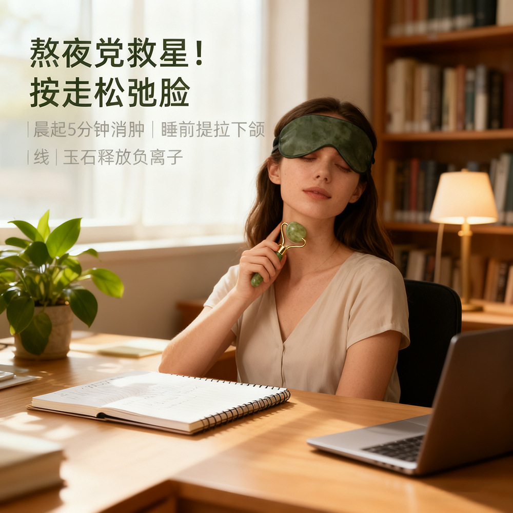 天然绿凤玉石圆球按摩器美容器脸部眼部玉珠按摩器美容院同款详情10