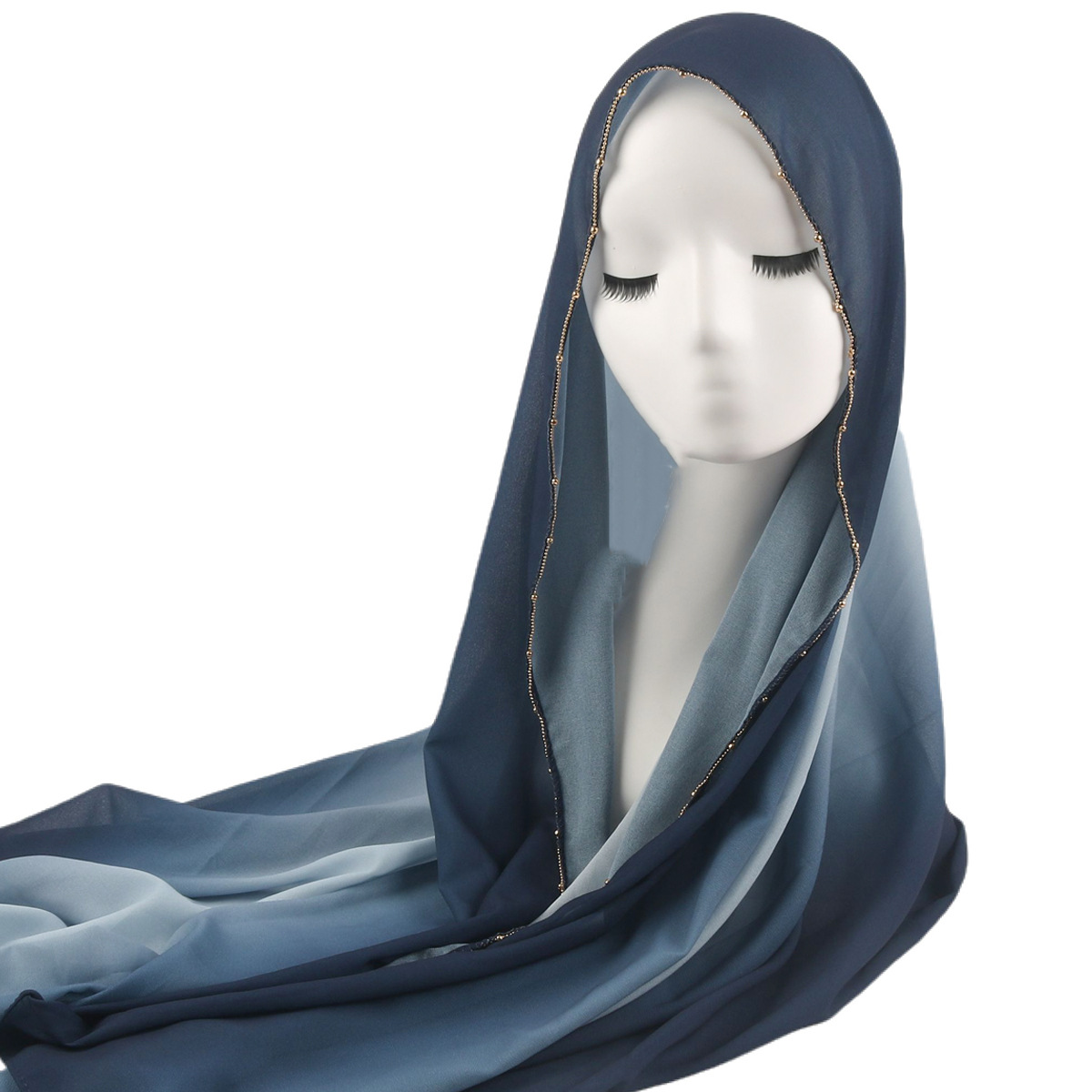 跨境新款马来亮钻围巾回族纱巾雪纺渐变色头巾女中东包头女士围巾详情18