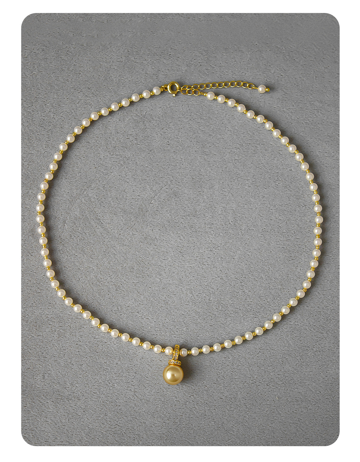 冬季细珍珠项链 小红薯爆款简约轻奢小众小金珠单颗南洋珠毛衣链详情7