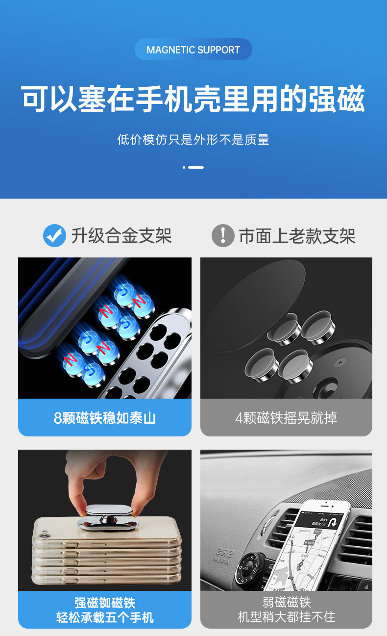 The F16 metal magnetic car mobile phone navigation stand with strong magnetic adsorption and 360° rotation adjustment pic 2