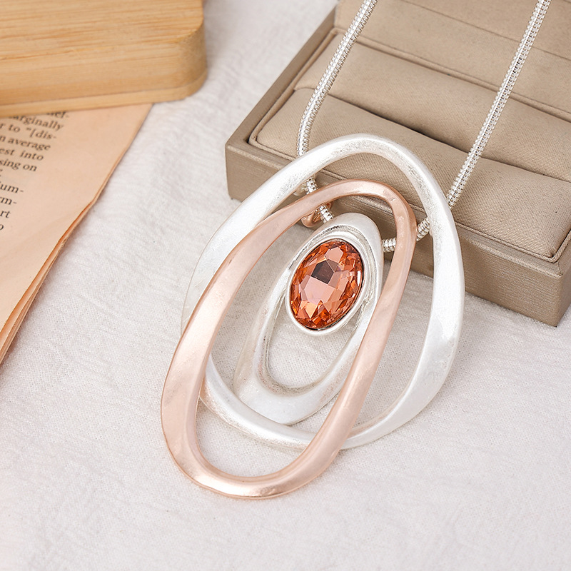 毛衣链跨境亚马逊爆款热销欧美时尚女式合金创意椭圆形项链长款详情14