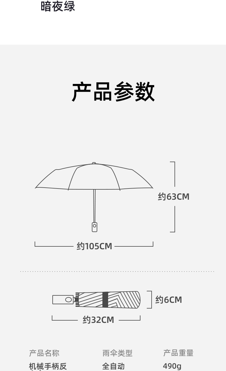 全自动三折节节收机械 包边反光条灯头伞折叠雨伞 广告伞现货加印详情26