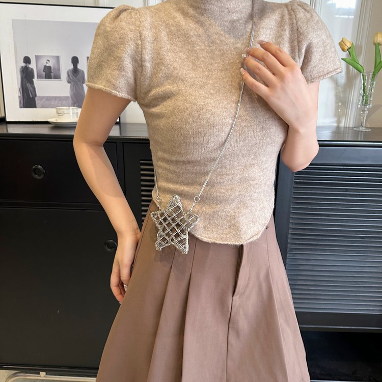 跨境2024夏新款小香风镂空金属星星包晚宴包单肩斜挎气质链条女包详情178