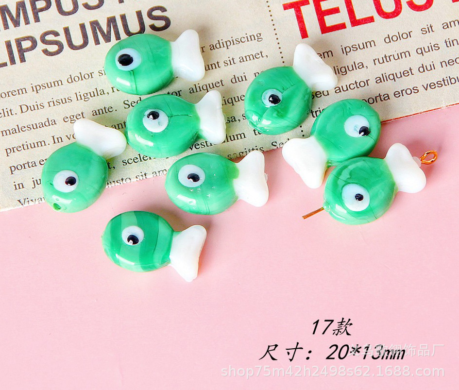 古法工艺琉璃可爱小鱼DIY 项链手链手机链饰配详情17