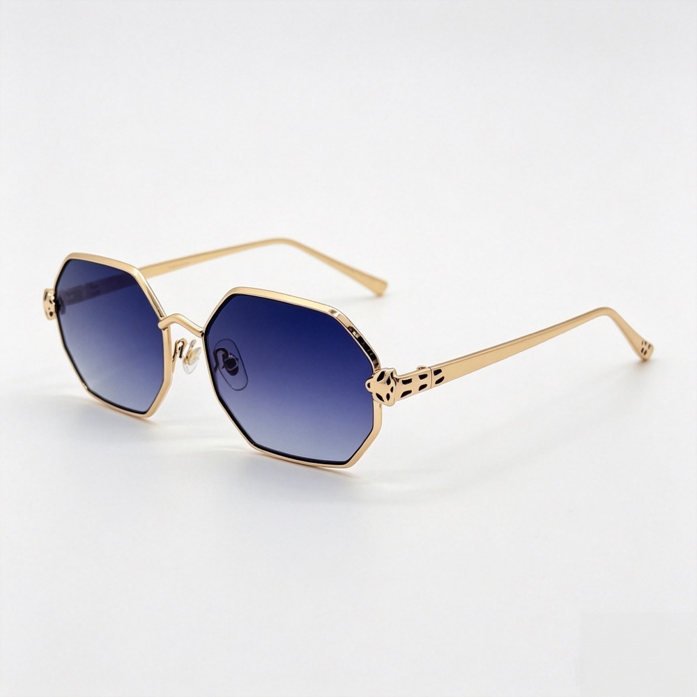 2026 nuevo leopardo cabeza decorativa poligonal gafas de sol mujer metal lentes gradientes retro influencer shades fábrica lote pic 8