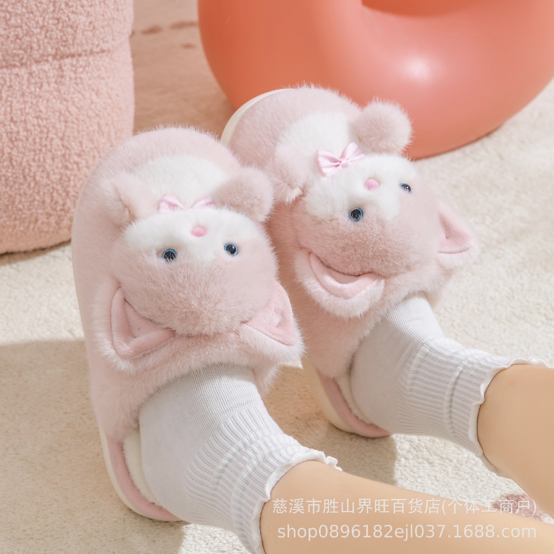 棉拖鞋女士可爱秋冬季2025新款室内家居小猫情侣毛绒保暖跨境外贸详情5