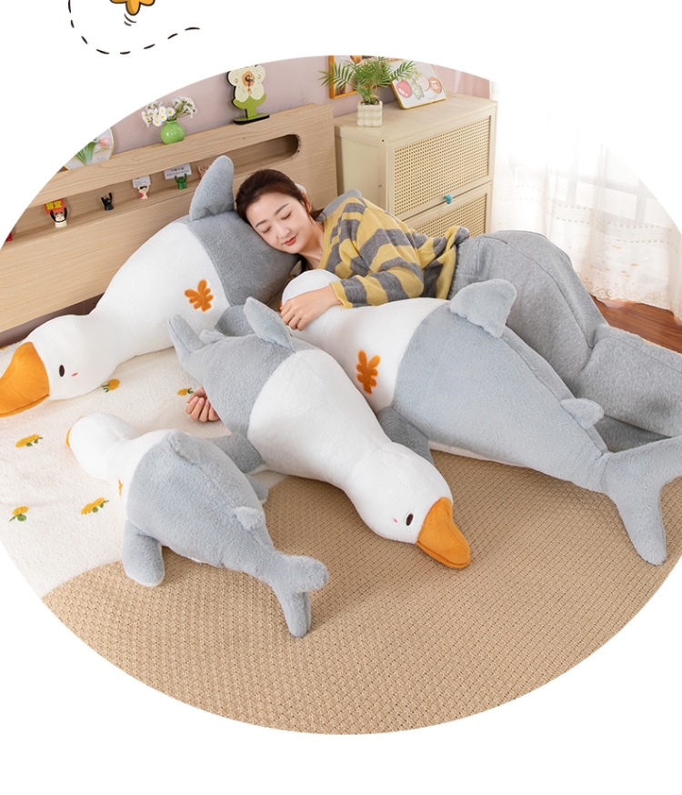 创意鱼鹅抱枕大白鹅毛绒玩具床上超可爱睡觉夹腿搂抱鱼鹅毛绒玩具详情17