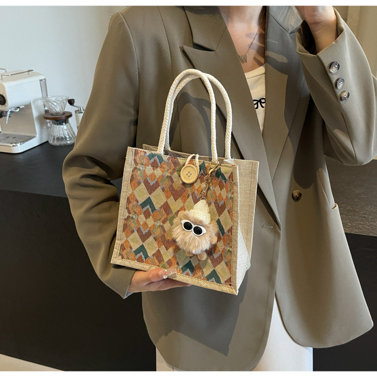 小众高级感防水麻布手提包秋冬季新款伴手礼袋现货批发手拎小挎包详情21