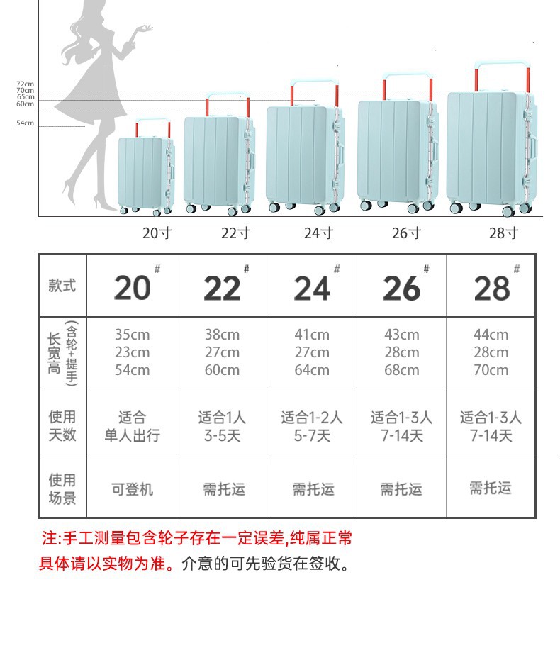 铝框宽拉杆行礼箱小型行李箱20寸登机拉杆箱抗摔24寸28密码旅行箱详情23