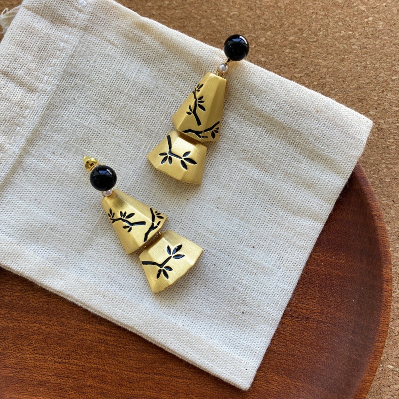 新中式折枝风铃耳环女小众设计二十四节宫廷风高级感气质耳钉耳饰详情3