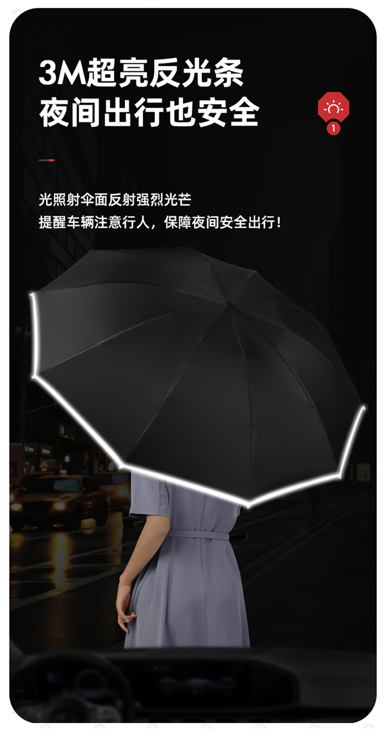 全自动大号折叠反向伞批发晴雨两用黑胶雨伞防晒防紫外线伞礼品伞详情8
