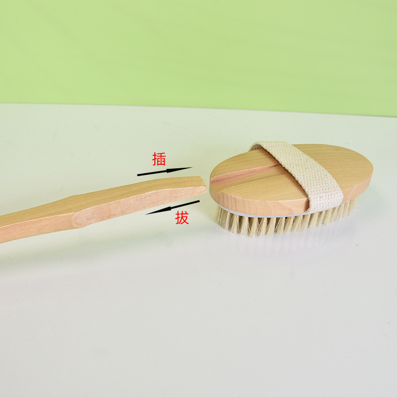猪鬃毛洗澡刷长柄木制浴刷去角质身体干刷子猪鬃毛刷后背搓澡刷子详情10