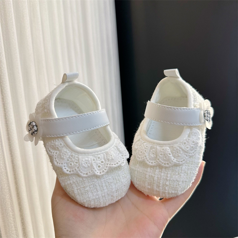 Spring and Autumn 0-1 year old baby princess shoes 3-6-12 months old girl baby Chanel-style breathable soled learning shoes single shoes pic 9