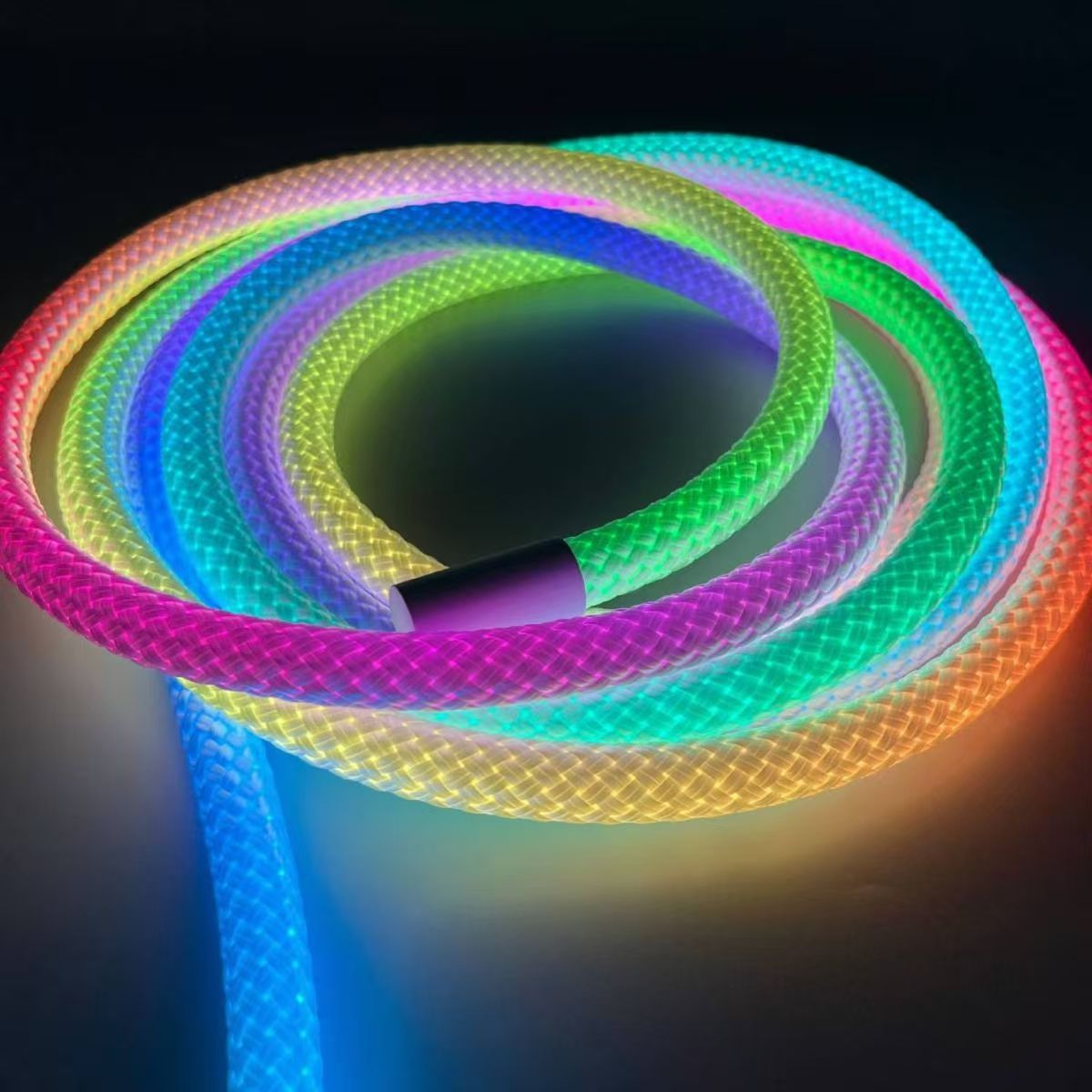 Internet-famous woven nylon light strip, 360-degree LED waterproof neon seven-color flashing light, RGB iridescent running horse atmosphere light pic 22
