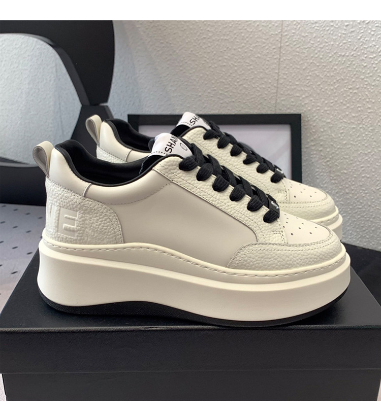 Xiaoxiangfeng thick-soled white sneakers for women 2025 new style, cake-soled cookie shoes, dwarf fun height-increasing shoes, sports casual shoes pic 4