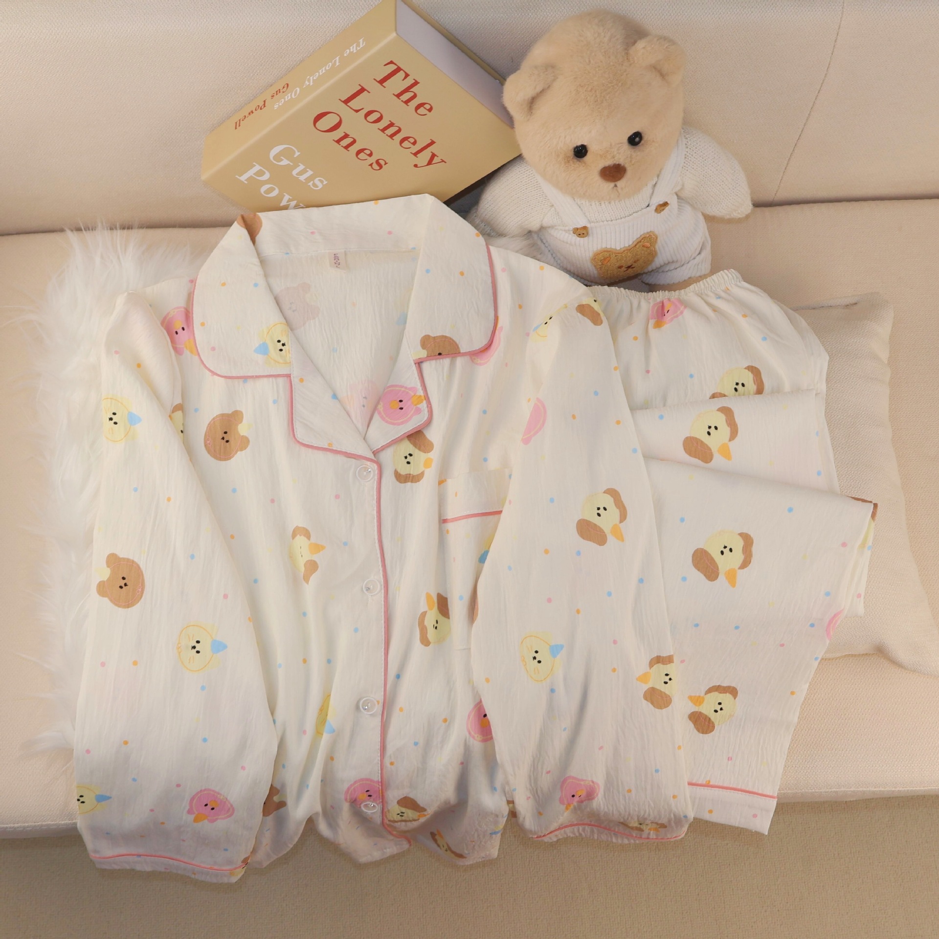 Spring new Cloud cotton Korean InS-style long-sleeved pajamas for girls, sweet and cartoonish, cute student home wear set pic 7
