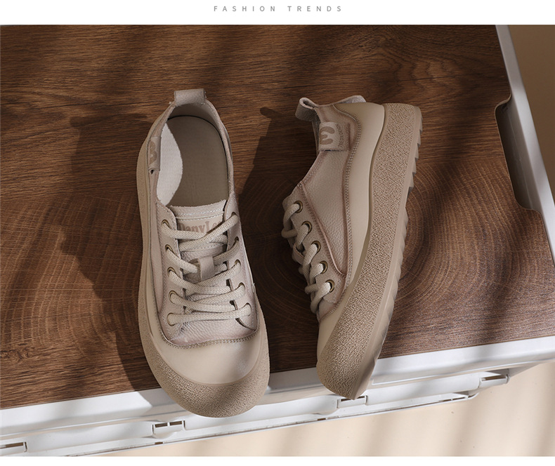 头层牛皮休闲真皮运动鞋女2025新款春秋复古板鞋潮鞋旅游鞋百搭详情16