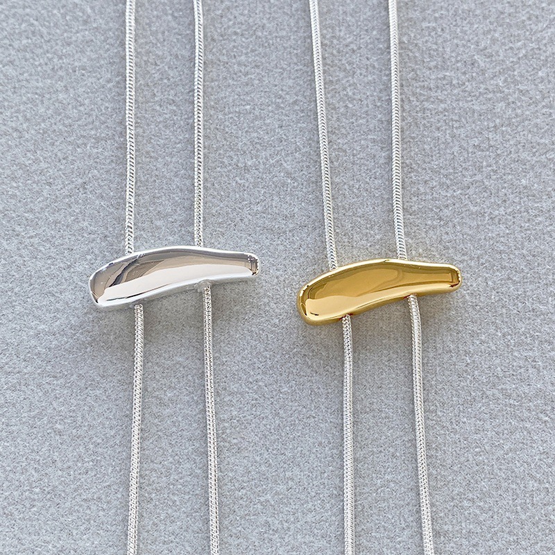 日韩ins风金属细长链条撞色卡扣可抽拉项链时尚简约小众设计颈链详情8