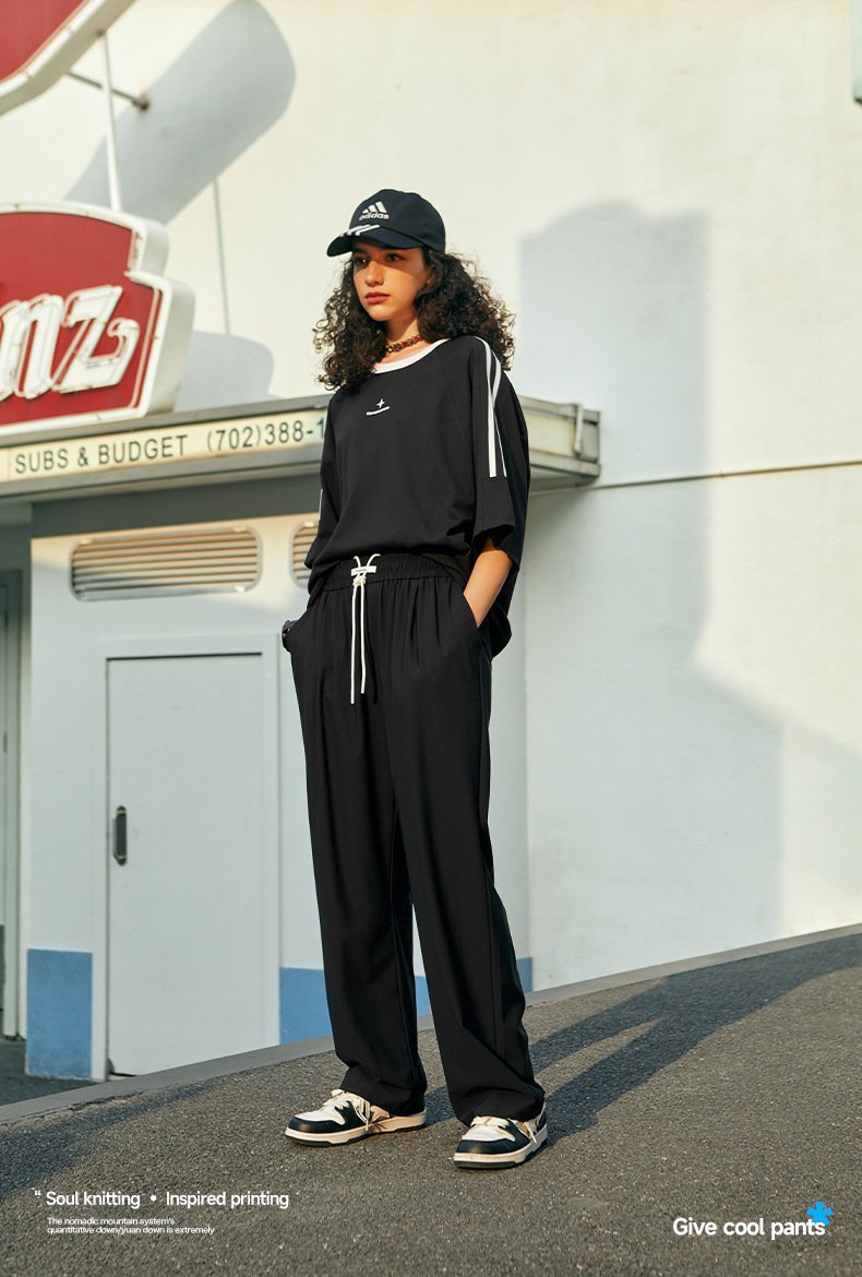 捷展男装|街头格纹速干空调裤2025春夏新品高弹凉感阔腿裤冰丝裤详情19