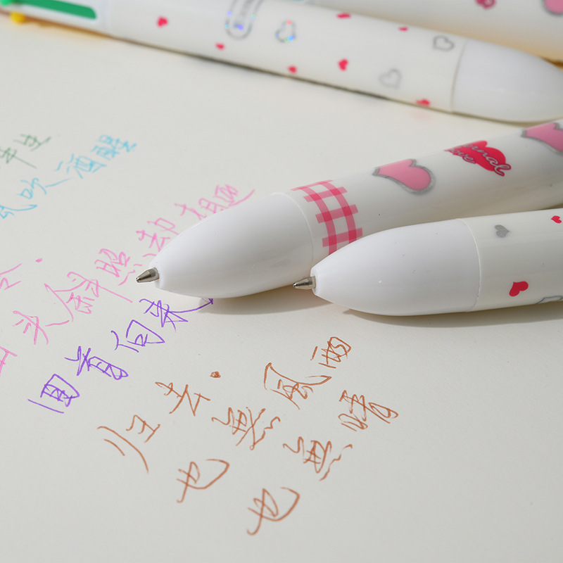 晨兮爱心六色笔圆珠笔按动多色笔中小学生学习文具写字笔学校奖品详情15
