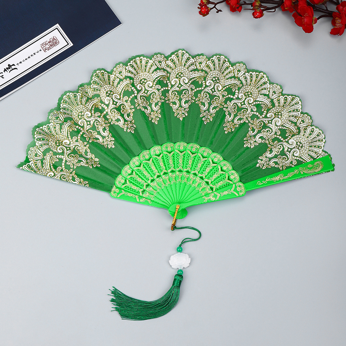 中式祥云纹古风折扇塑料舞蹈中国风折叠扇子厂家直销详情17