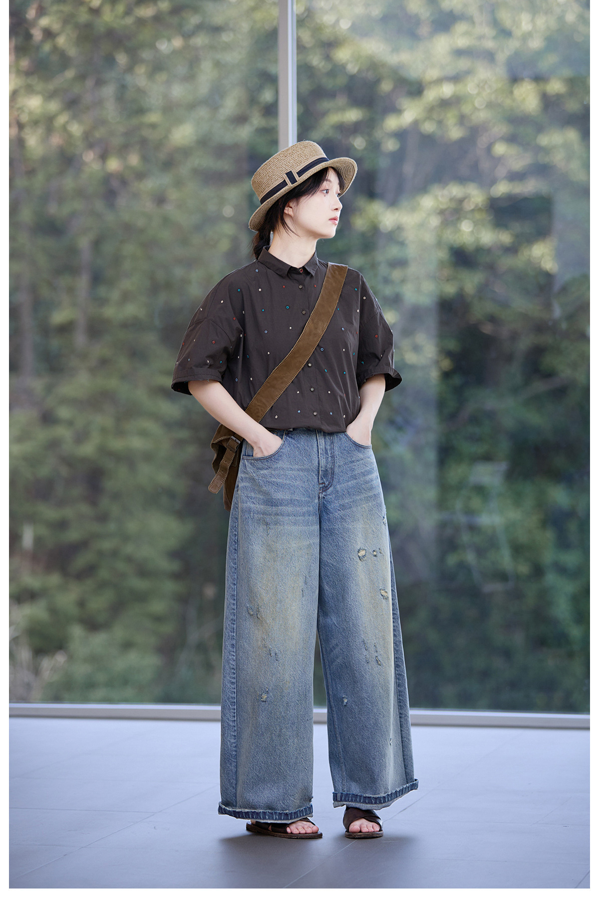 【 Random Thoughts 】 Summer Storm Ripped Heavy Washed jeans straight-leg pants for all four seasons pic 69