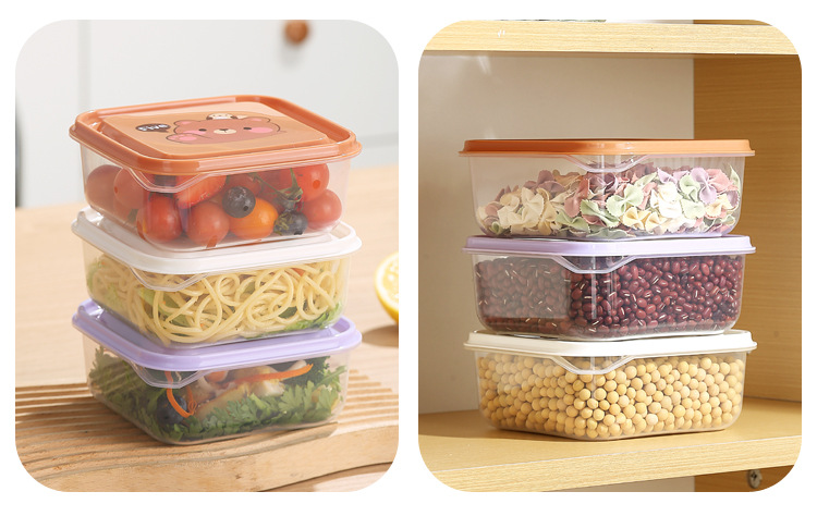 Caja de plástico de dibujos animados 3 piezas cocina refrigerador caja de almacenamiento de alimentos microondas caja de almuerzo caja de frutas pic 35