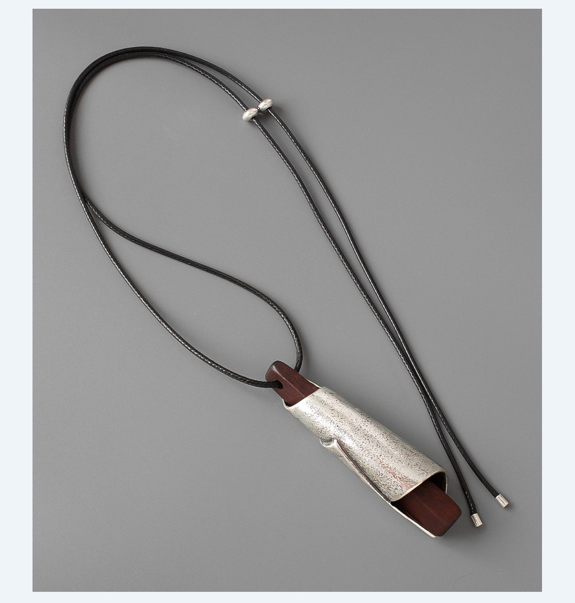 冬季圆管镶木项链复古高级感简约做旧长款简约可调节哨子型毛衣链详情6