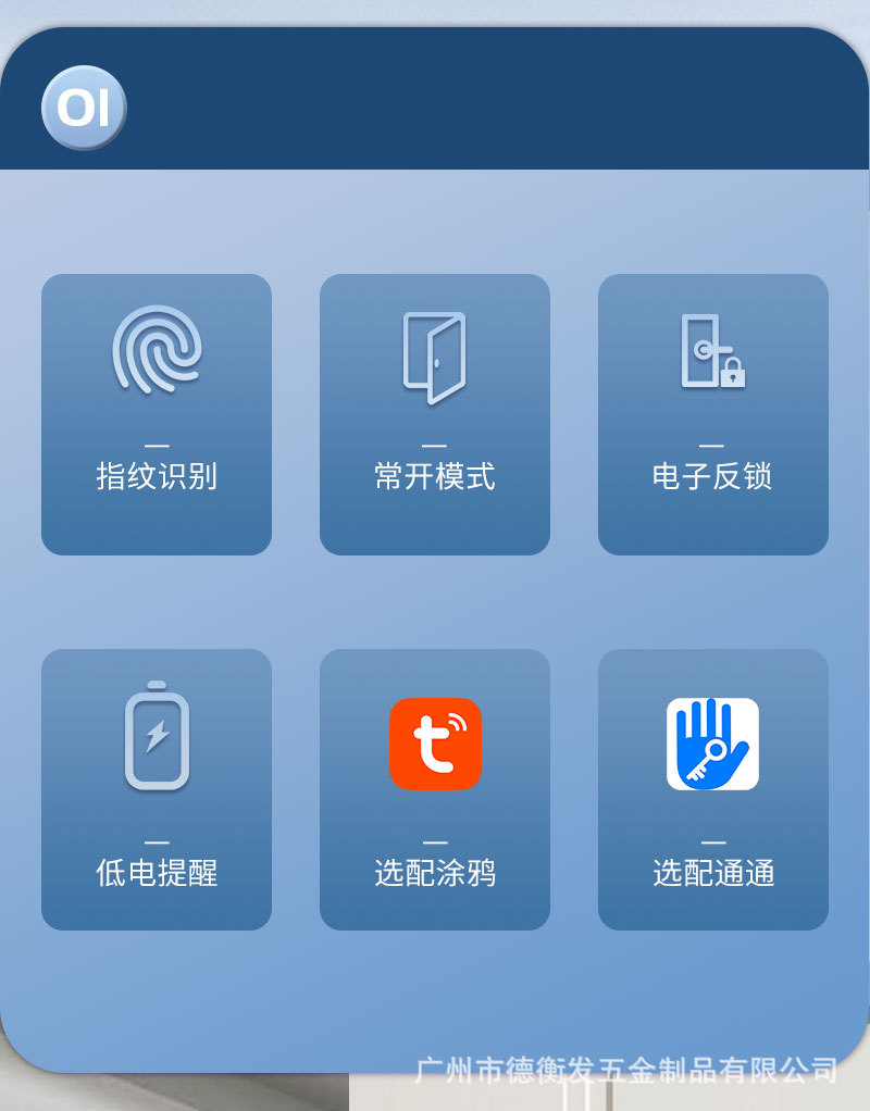 Black fingerprint smart lock with digital keyboard, circular sensing ring and door handle pic 2