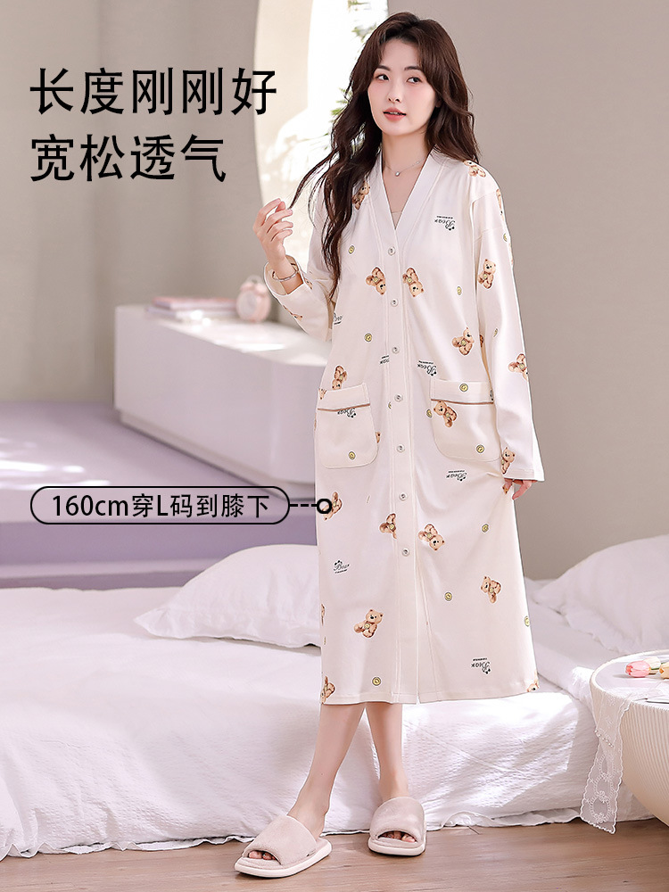 孕妇待产裙夏季带胸垫纯棉a类月子服睡衣裙产后产妇产房生产检裙详情2