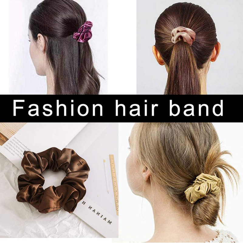 This is a popular cross-border bestseller in Europe and America. It features a high-end satin color and a milk coffee style hair tie for autumn and winter pic 8