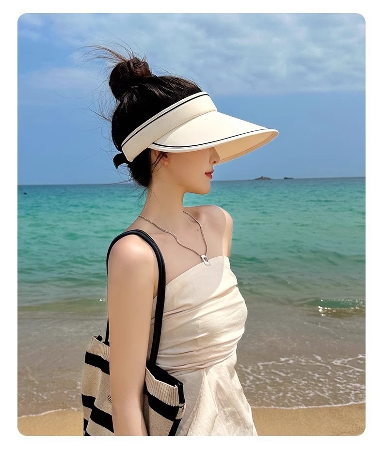 UPF50+夏季大帽檐防晒帽女uv防紫外线空顶遮阳帽骑行遮脸太阳帽详情15