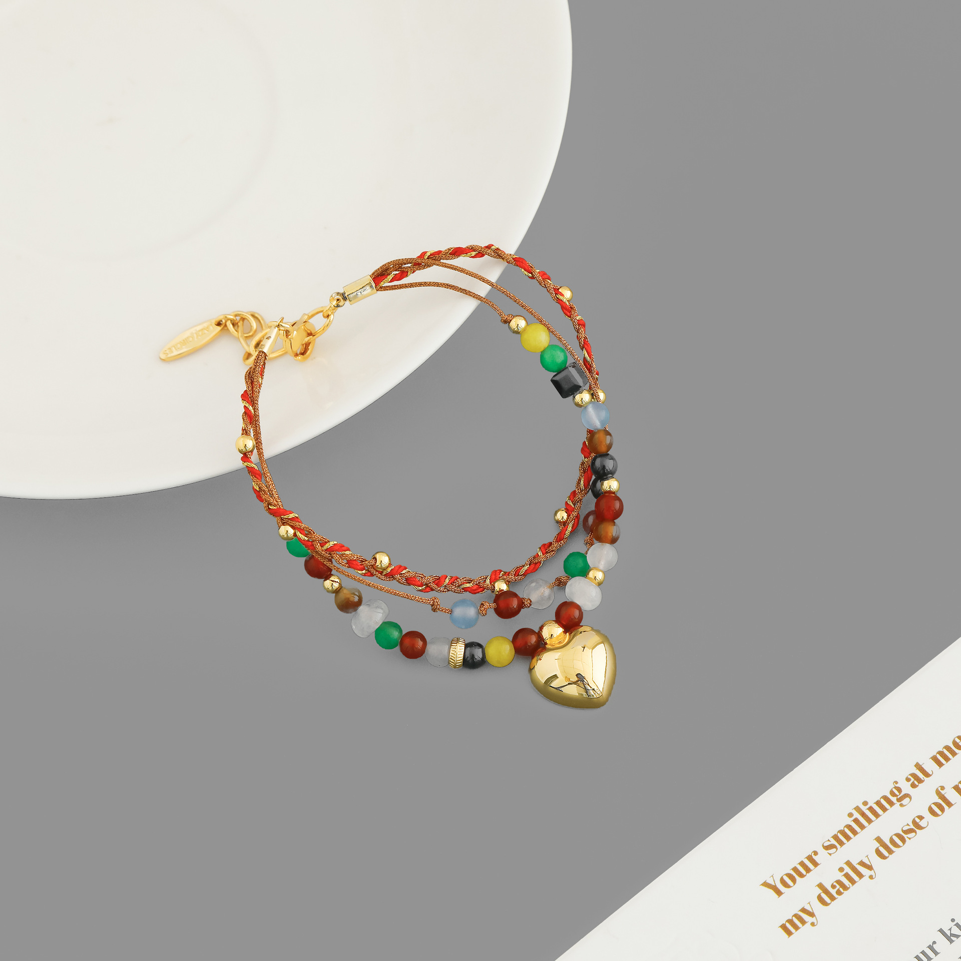 LAZY家扶桑花小岛手链 异域民族风简约手工编绳多层爱心小象手链详情4