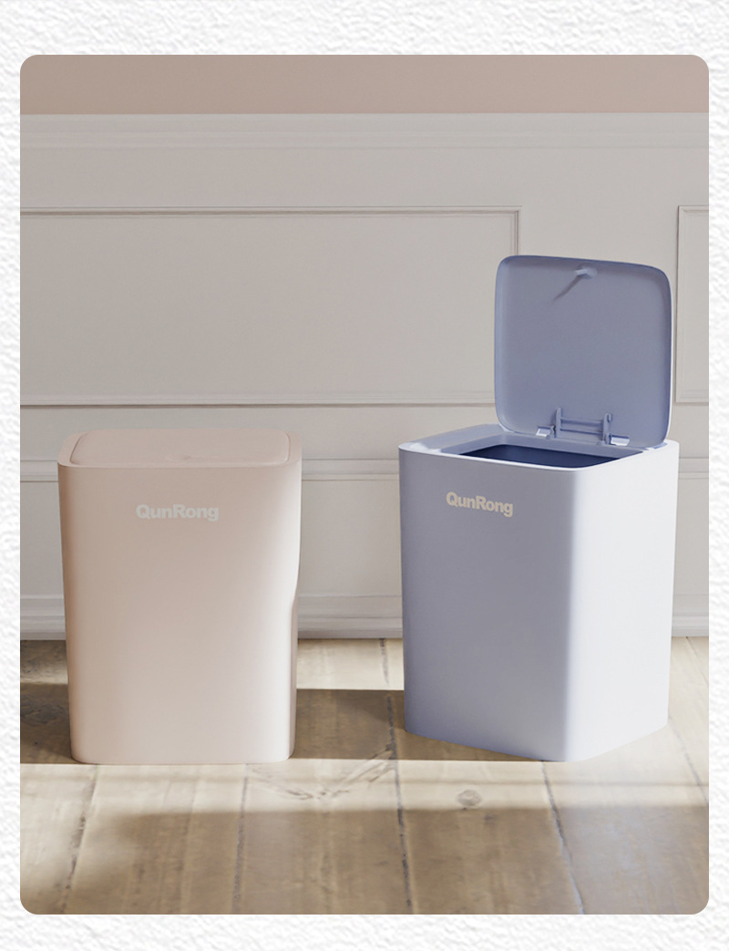 高颜值简约按压弹盖垃圾桶家用卫生间厨房大号大容量带盖卫生桶详情17