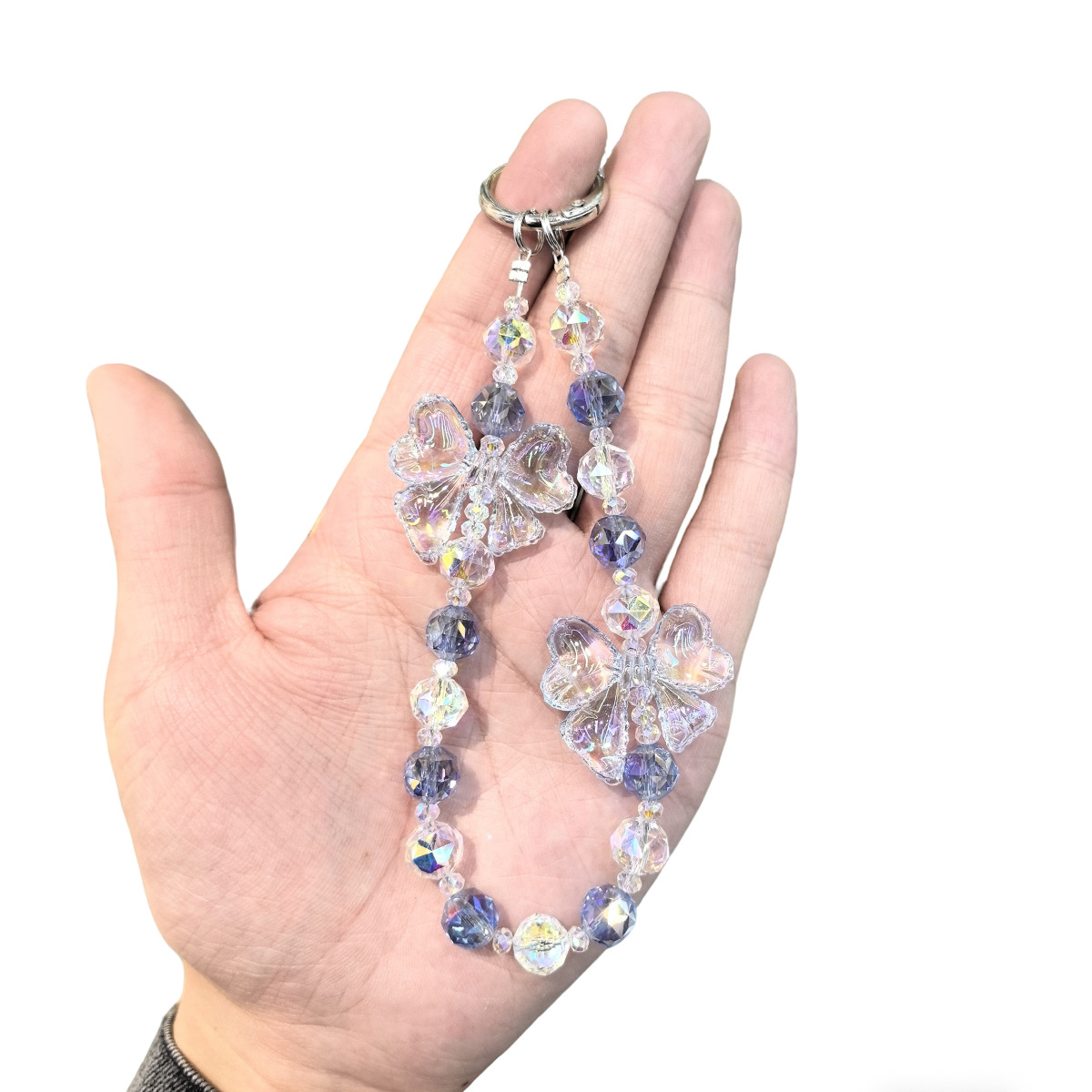 Exquisite handcrafted acrylic butterfly phone chain, crystal beaded pendant, fashionable pendant chain, keychain, bag pendant for women pic 4