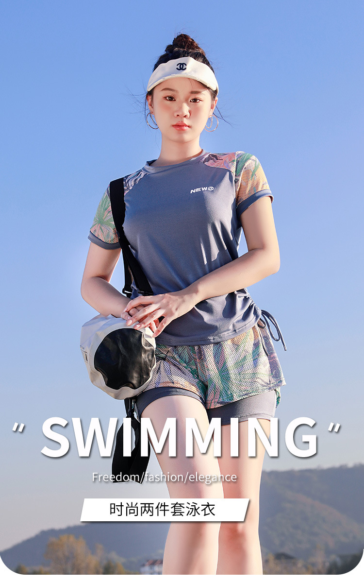 Wholesale of large-sized swimsuits for women, conservative and slimming two-piece sets, printed and slimming swimsuits for swimming, vacation and hot springs -028589 pic 42