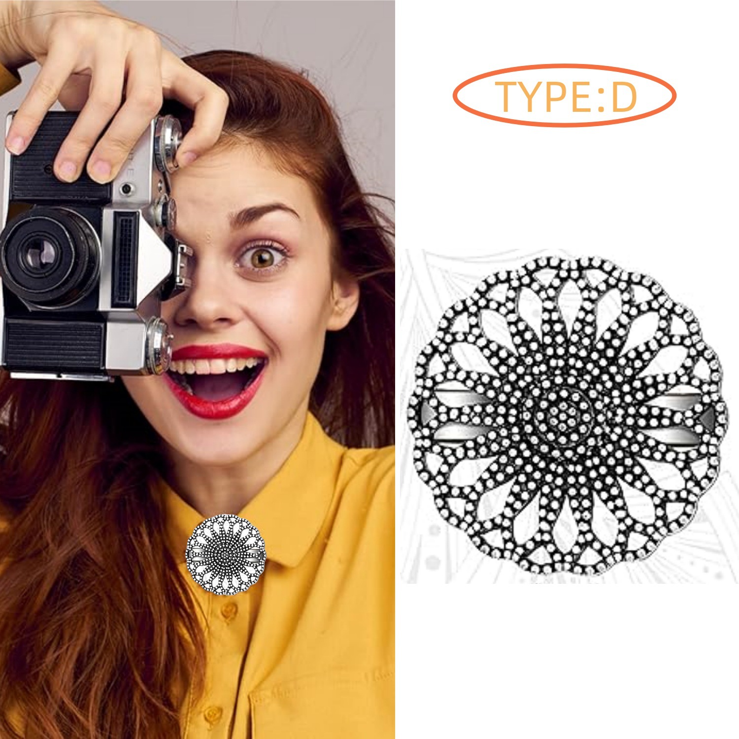 Viking Series European and American retro alloy sweater with silk scarf, cardigan button, shirt collar clip, anti-slip beam, tight chest clip pic 5