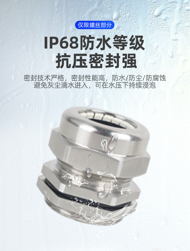 英得特不锈钢NPT金属电缆接头防水电缆格兰头外螺纹固定头填料函详情9